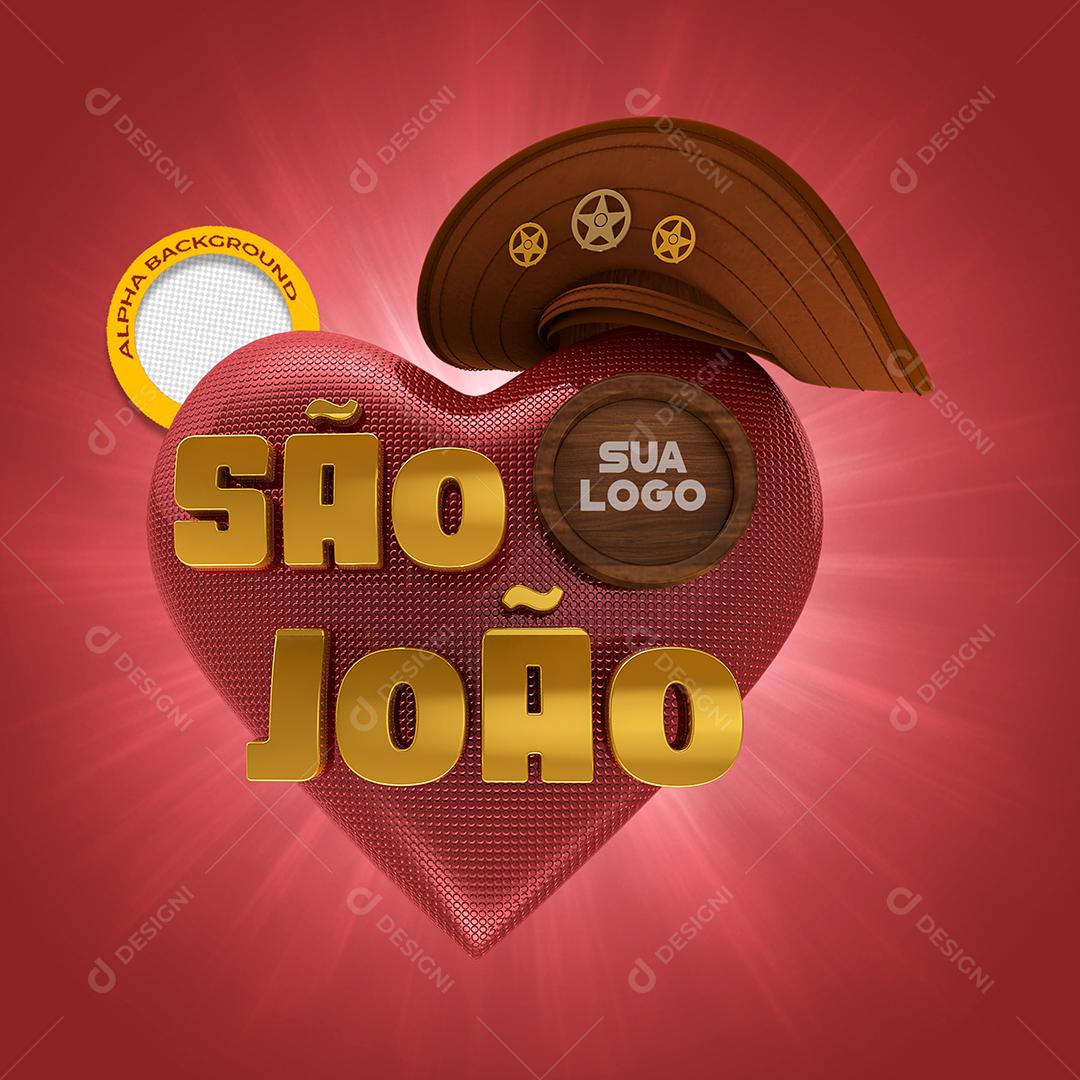 São João Dourado Selo 3D PSD