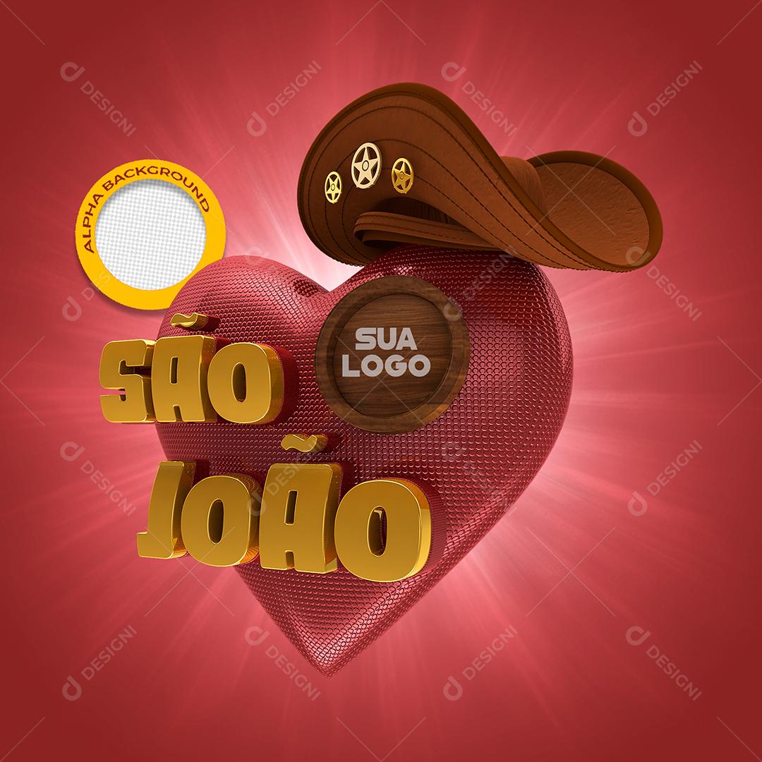 São João Dourado Selo 3D Para Composição PSD