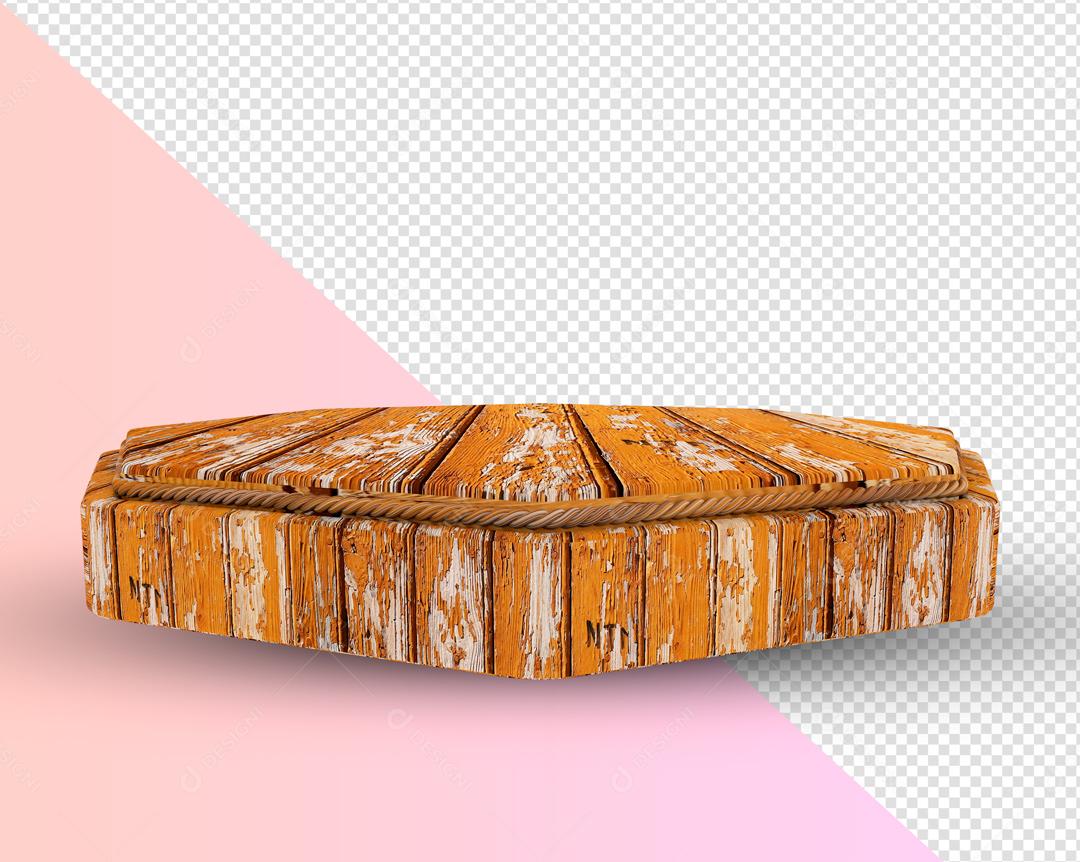 Podium de Madeira Elemento 3D para Composição PSD