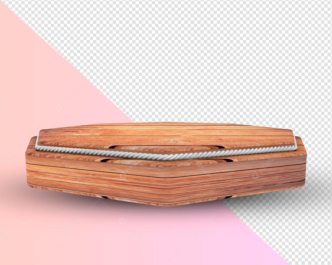 Podium de Madeira Elemento 3D para Composição PSD