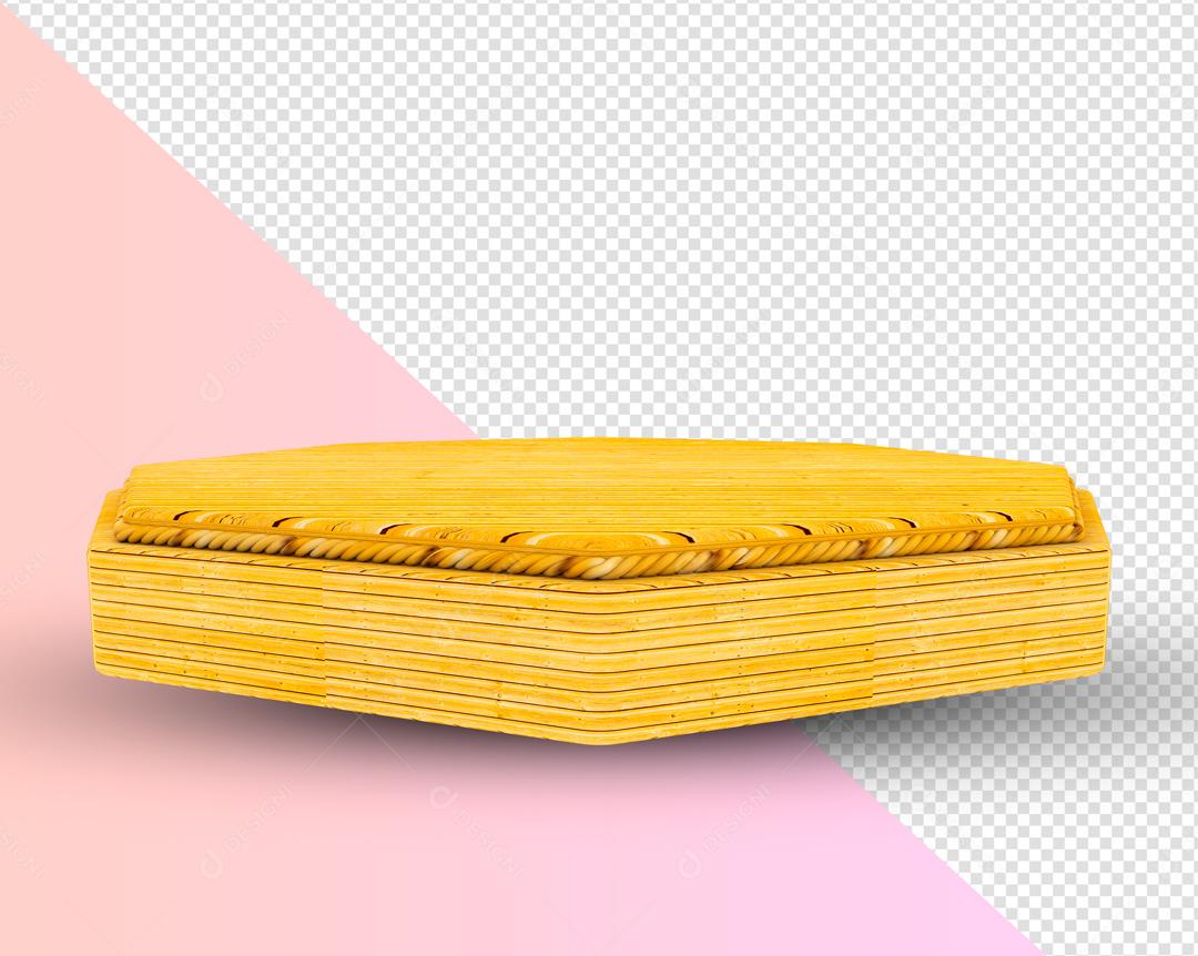 Podium de Madeira Elemento 3D para Composição PSD