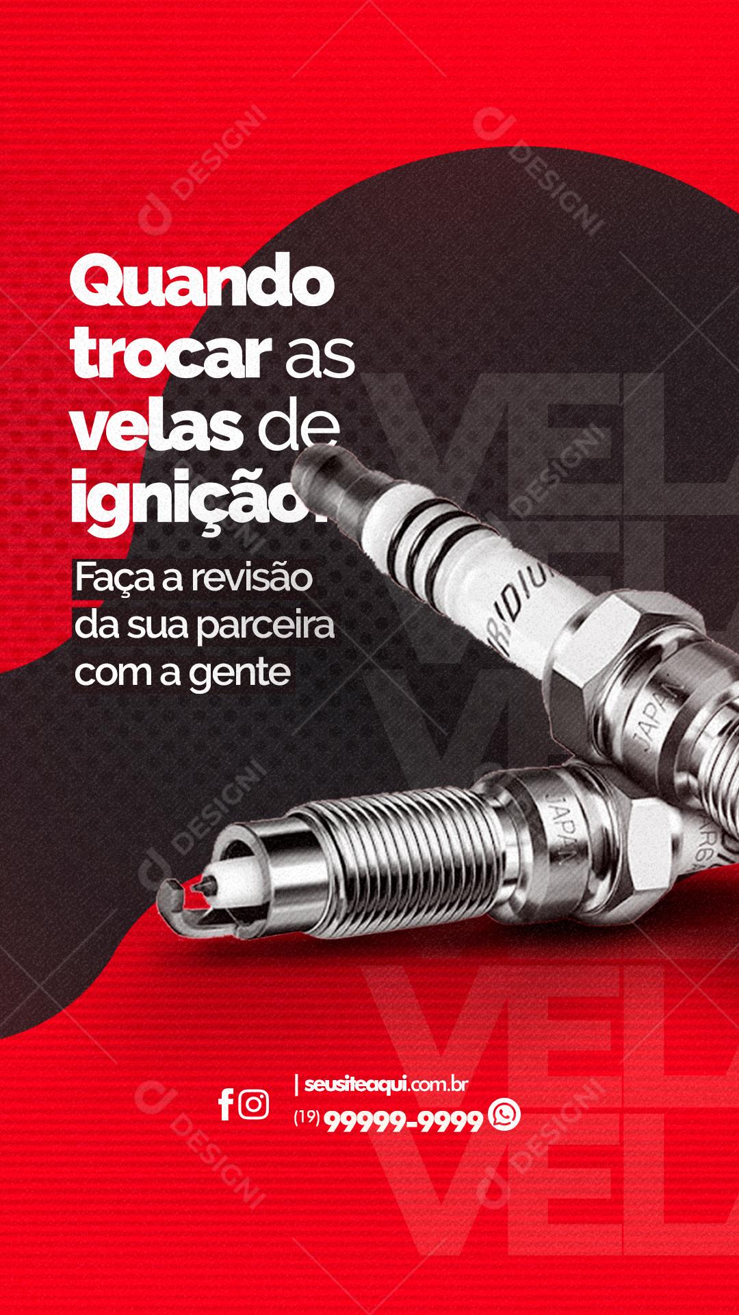 Story Oficina Mecânica Quando trocar as velas de Ignição Social Media PSD Editável
