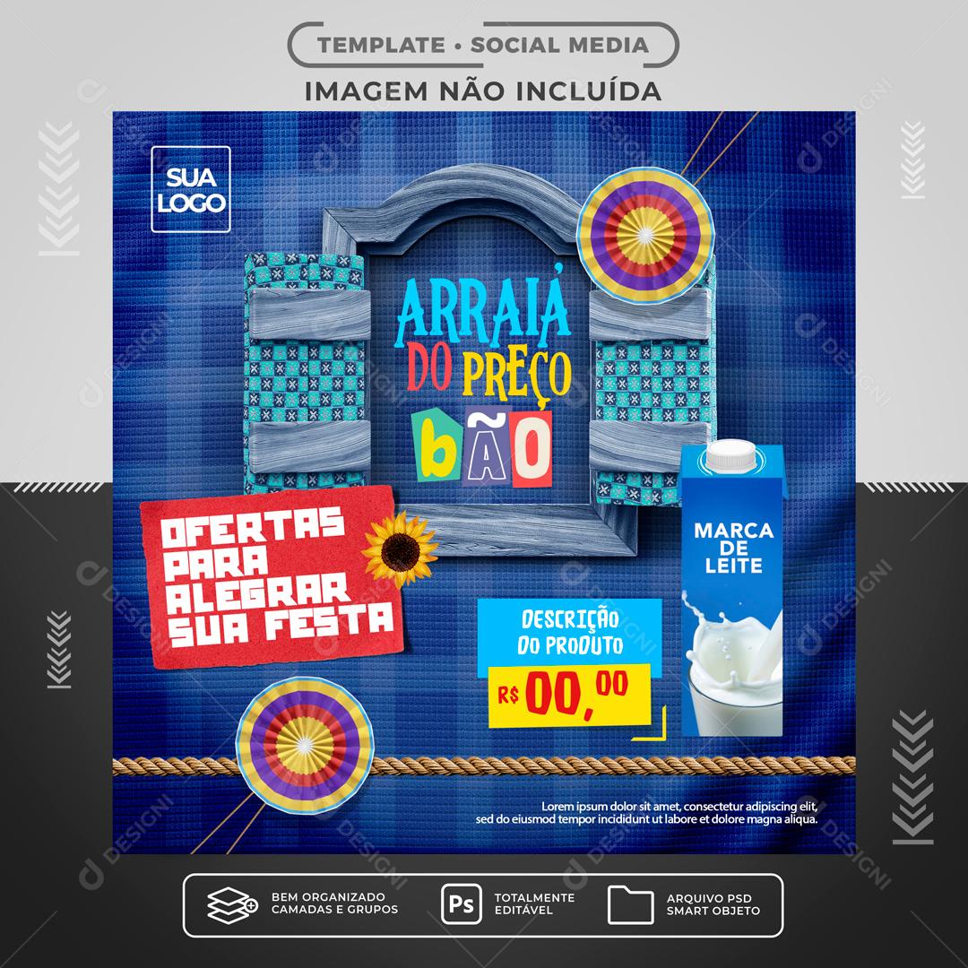 Arraiá De Preço Baixo Ofertas Para Celebrar Sua Festa Social Media PSD Editável