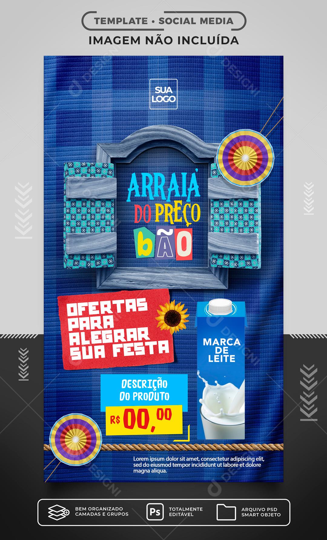 Arraiá De Preço Baixo Ofertas Para Celebrar Sua Festa Social Media PSD Editável