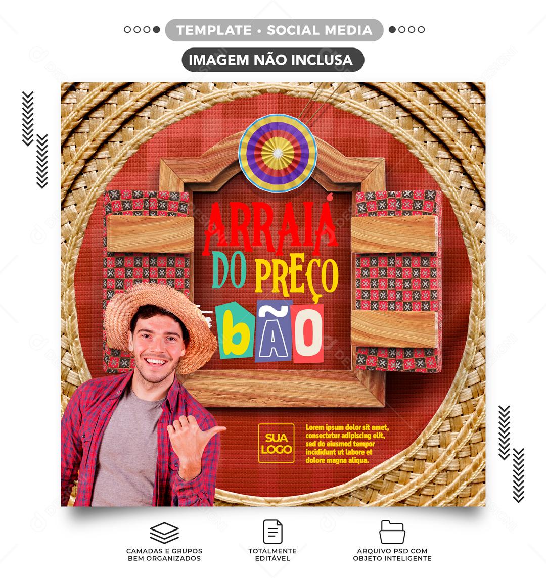 Arraiá De Preço Baixo Ofertas Para Celebrar Sua Festa Social Media PSD Editável