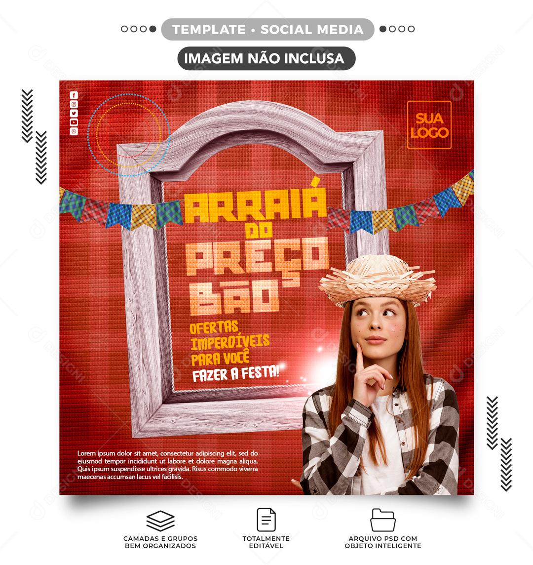 Low Price Arraiá Offers To Celebrate Your Party Social Media Editable PSD
