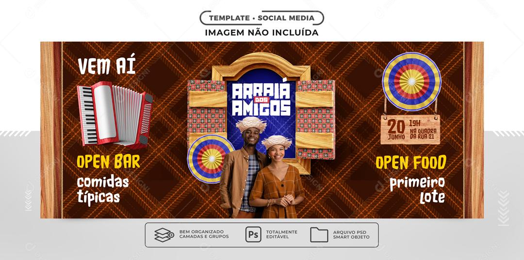 Banner Vem Ai Arraiá Do Preço Baixo Social Media PSD Editável