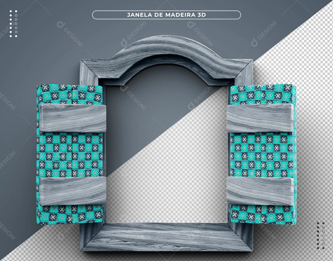 Elemento 3D Janela De Madeira Verde PSD