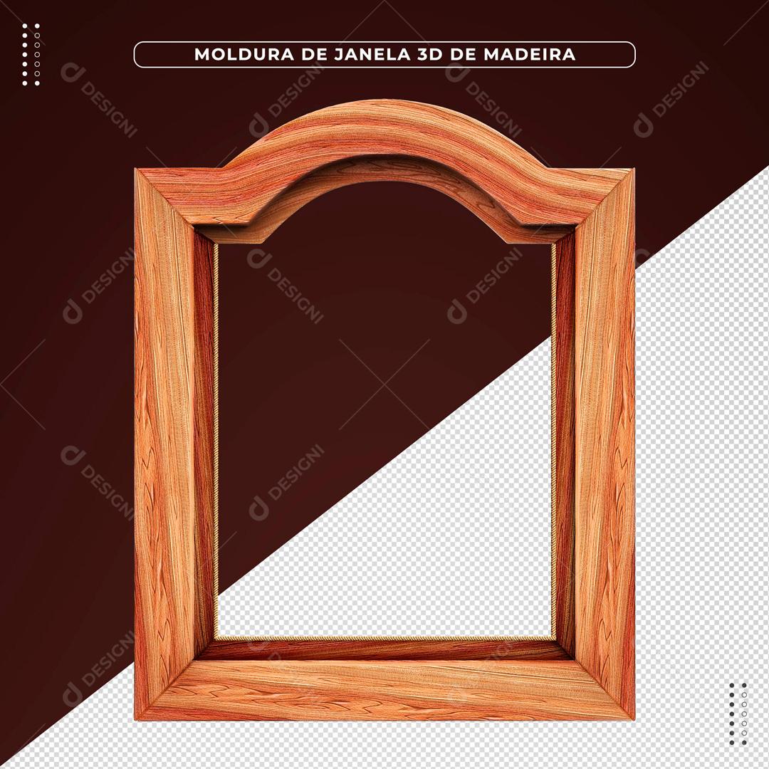 3D Wooden Window Element For Composition PSD
