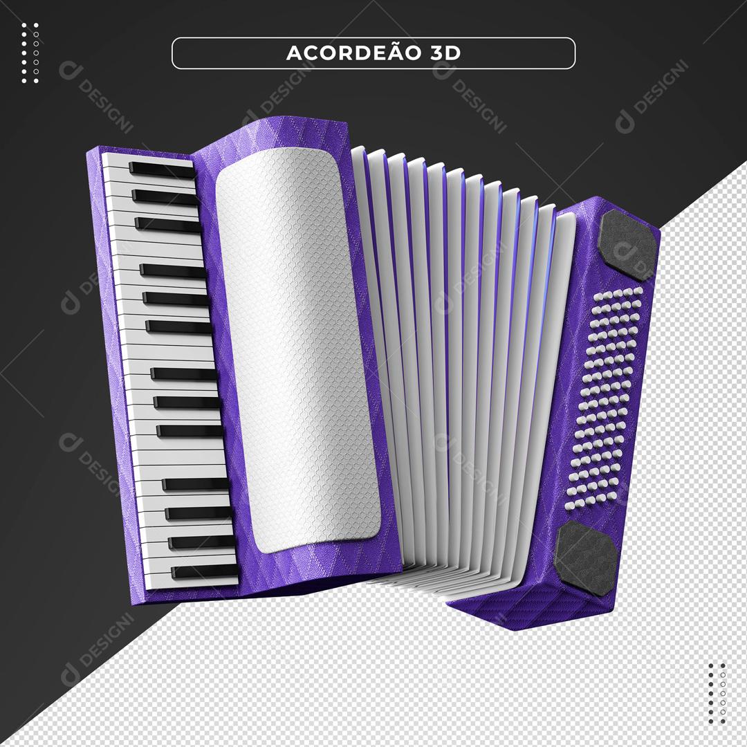 Elementos 3D Sanfona Preta e Branca Instrumento Musical PNG Transparente