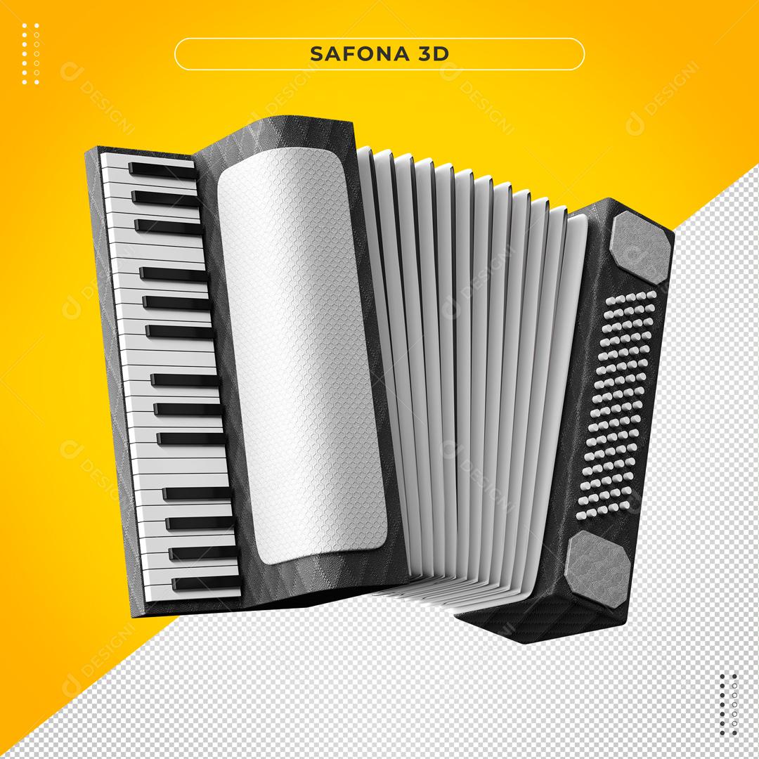 Elementos 3D Sanfona Preta e Branca Instrumento Musical PSD