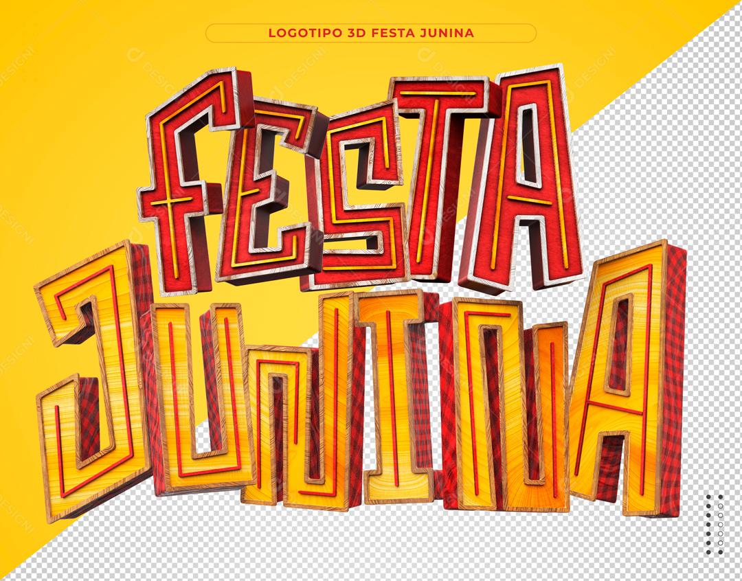 Texto 3D Festa Junina Arraiá São João PSD