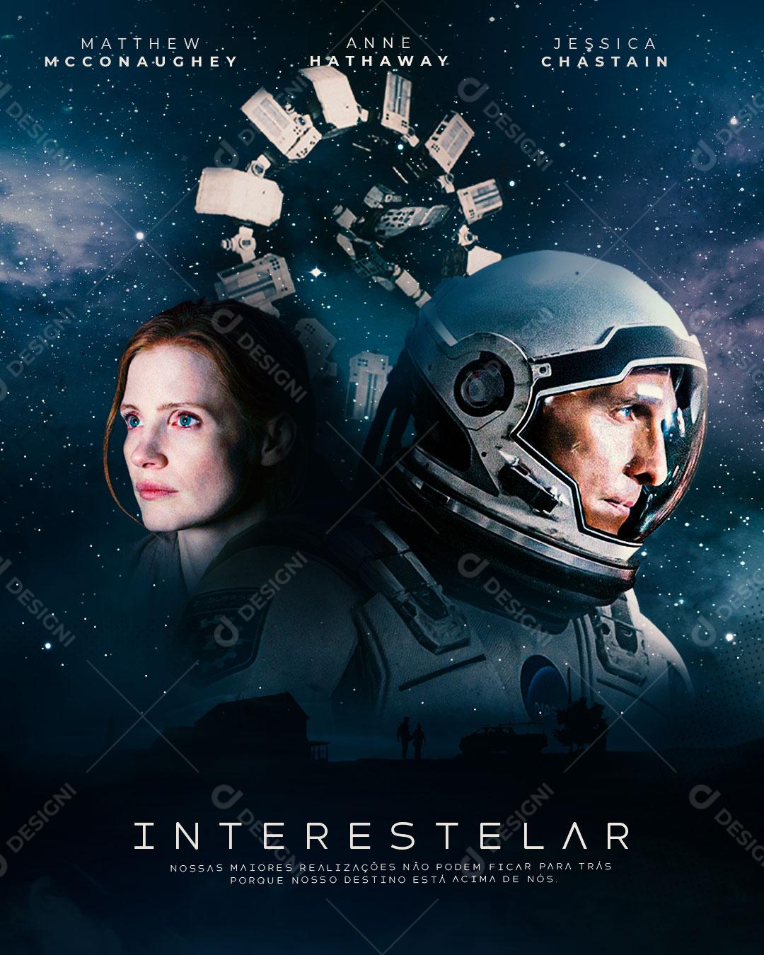 Flyer Cartaz De Filme Interestelar Espaço Social Media PSD Editável