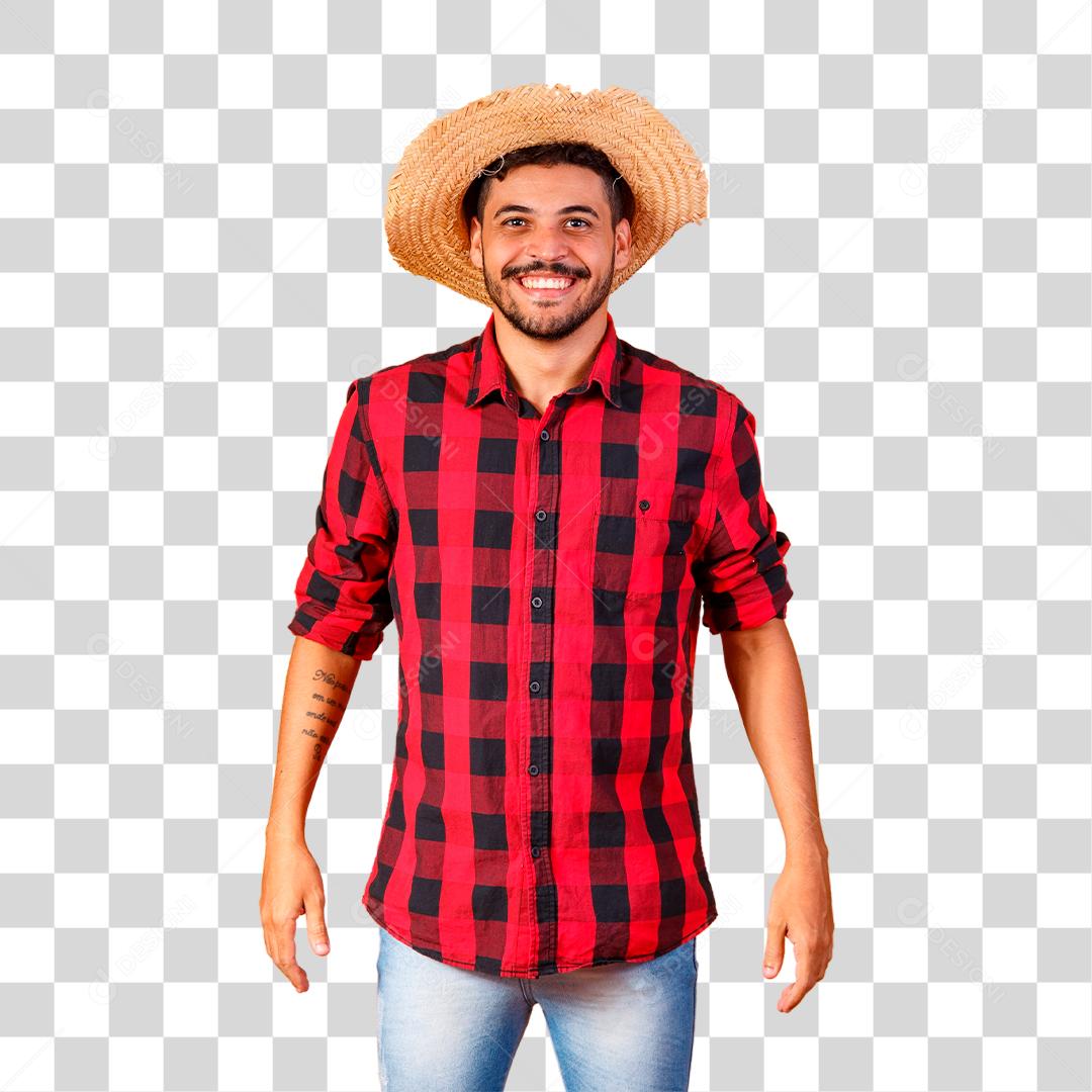 Homem brasileiro vestindo roupas típicas para a Festa Junina