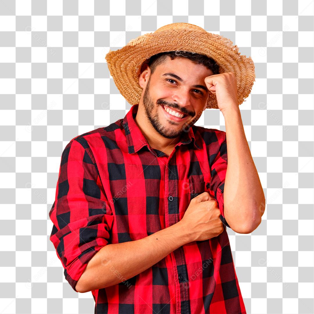 Homem brasileiro vestindo roupas típicas para a Festa Junina