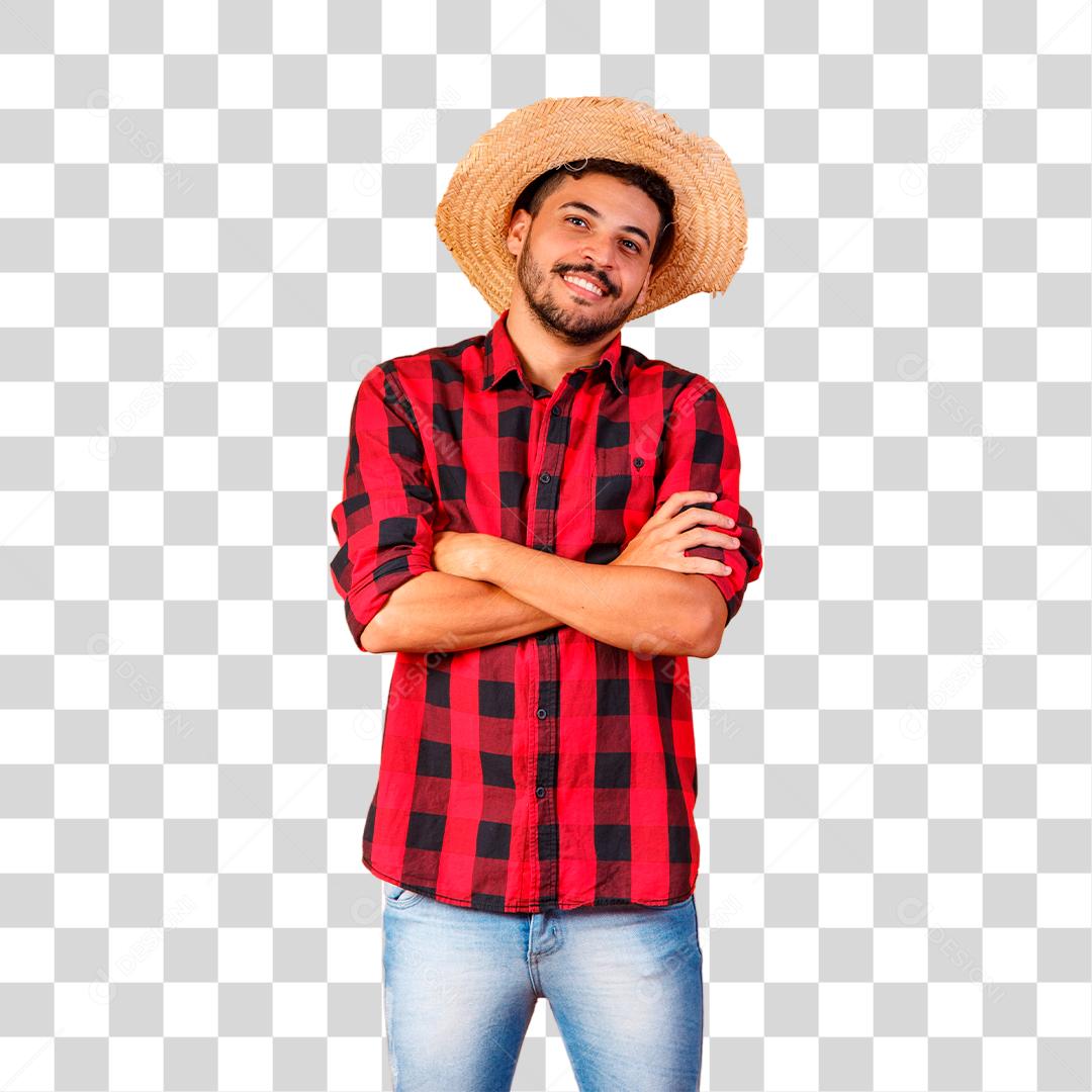 Homem brasileiro vestindo roupas típicas para a Festa Junina