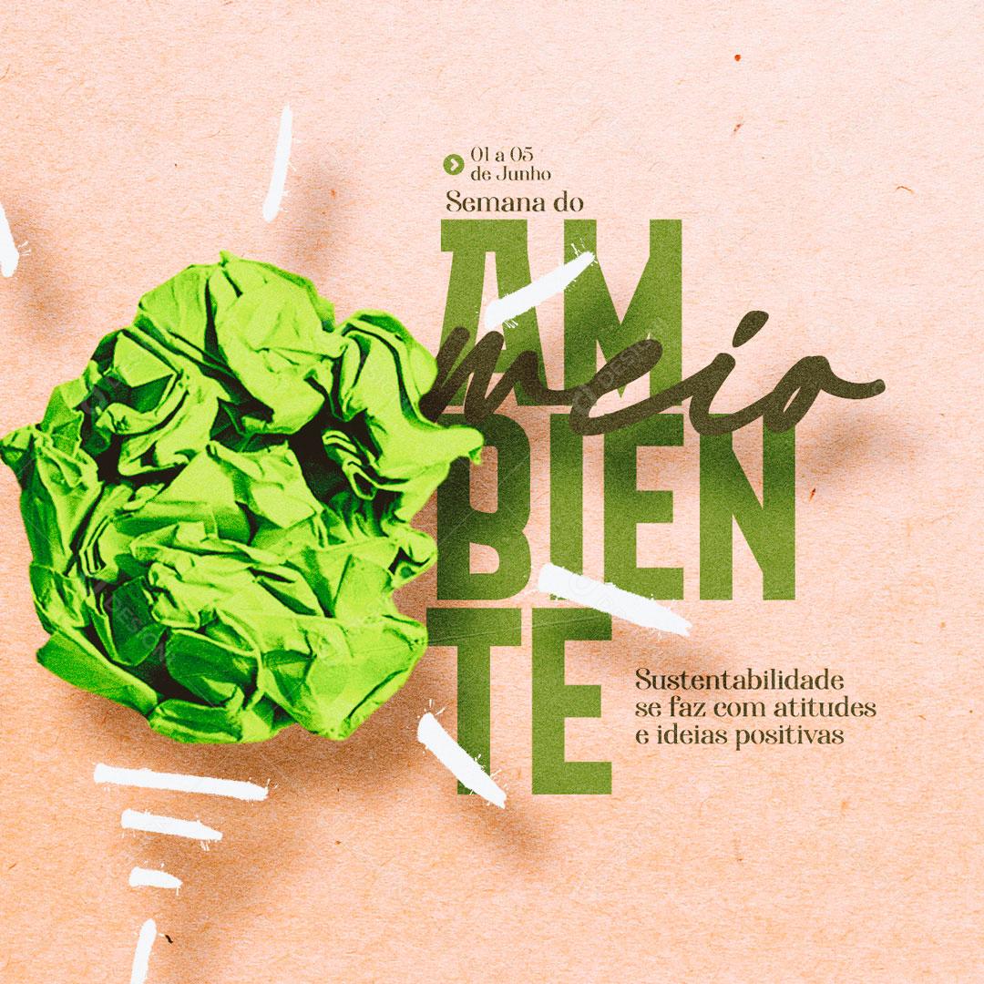 Semana Do Meio Ambiente Data Comemorativa Dia 1 a 5 De Junho Social Media PSD Editável