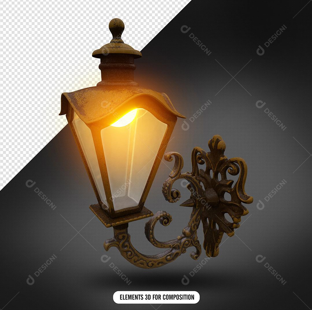 Elemento 3D Lâmpada de Rua para Composição PSD