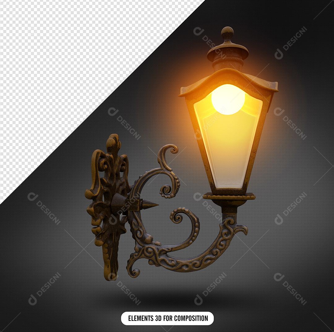 Lâmpada de Rua 3D Elemento para Composição PSD