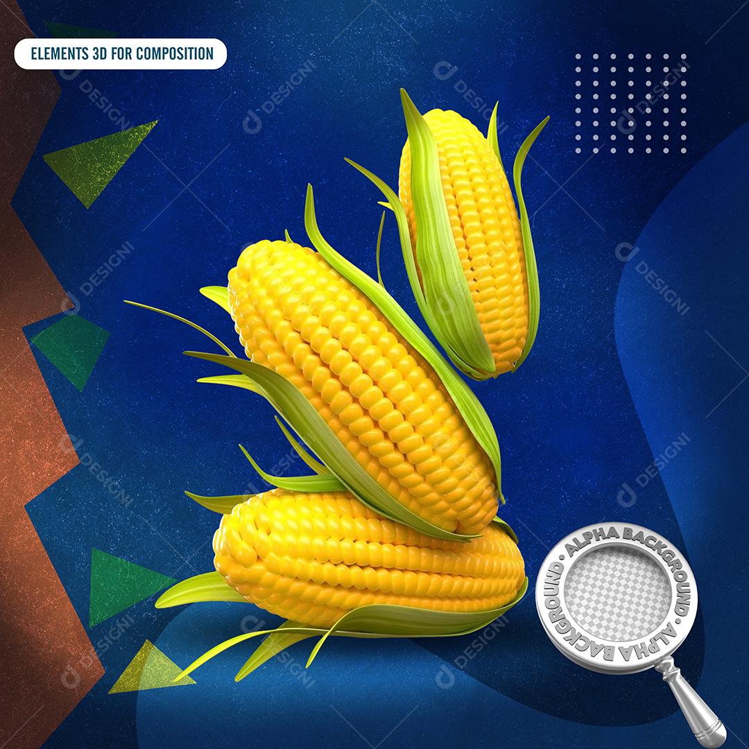Milho Verde Elemento 3D para Composição PSD