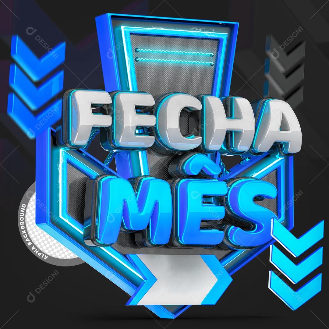 Fecha Mês Azul Selo 3D Para Composição PSD