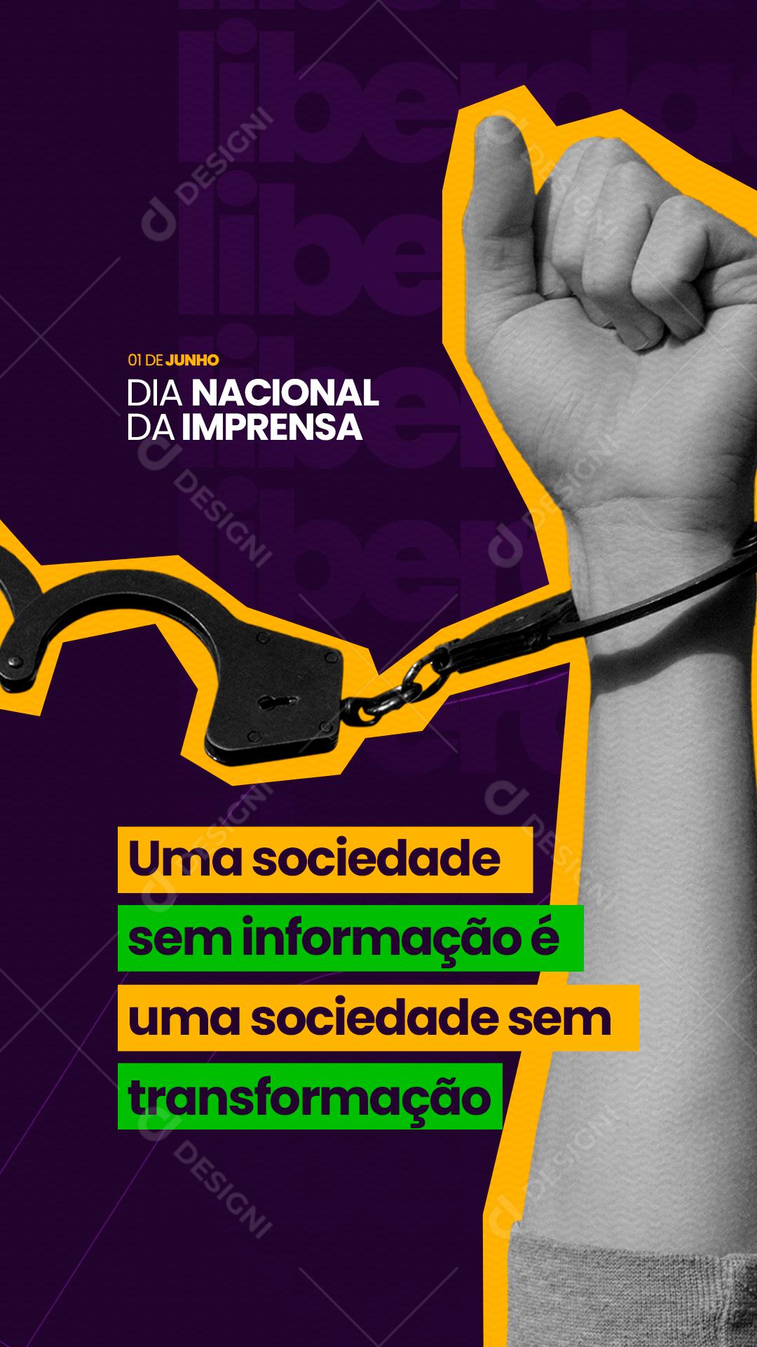 Story Uma Sociedade sem informações Dia Da Imprensa 1 de Junho Social Media PSD Editável