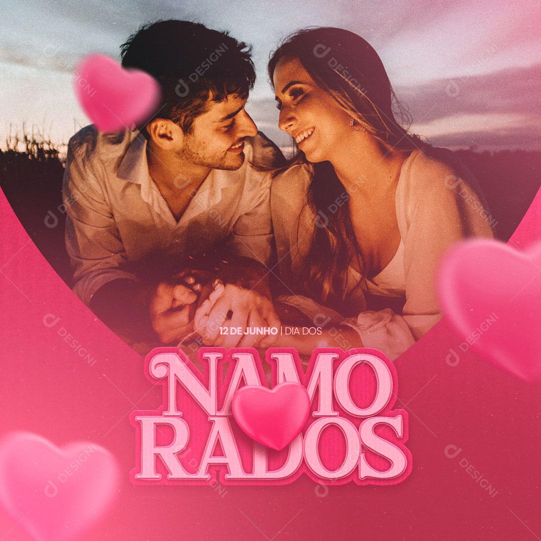 Feliz Dia Dos Namorados 12 de Junho Casal Raiz Social Media PSD Editável