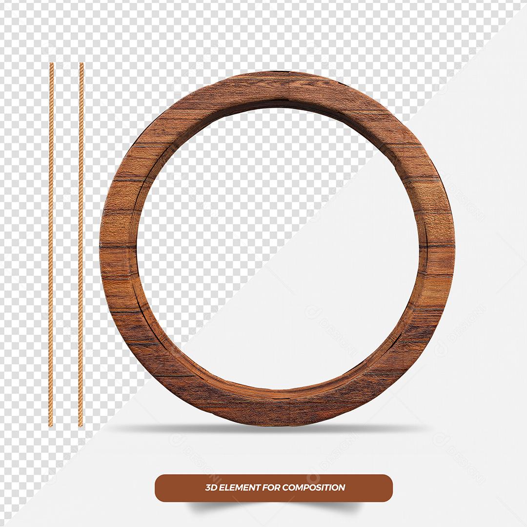 Elemento 3D de Madeira de São João para Composição PSD