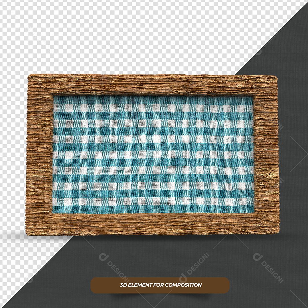 Quadro Xadrez Azul de São João Elemento 3D PSD
