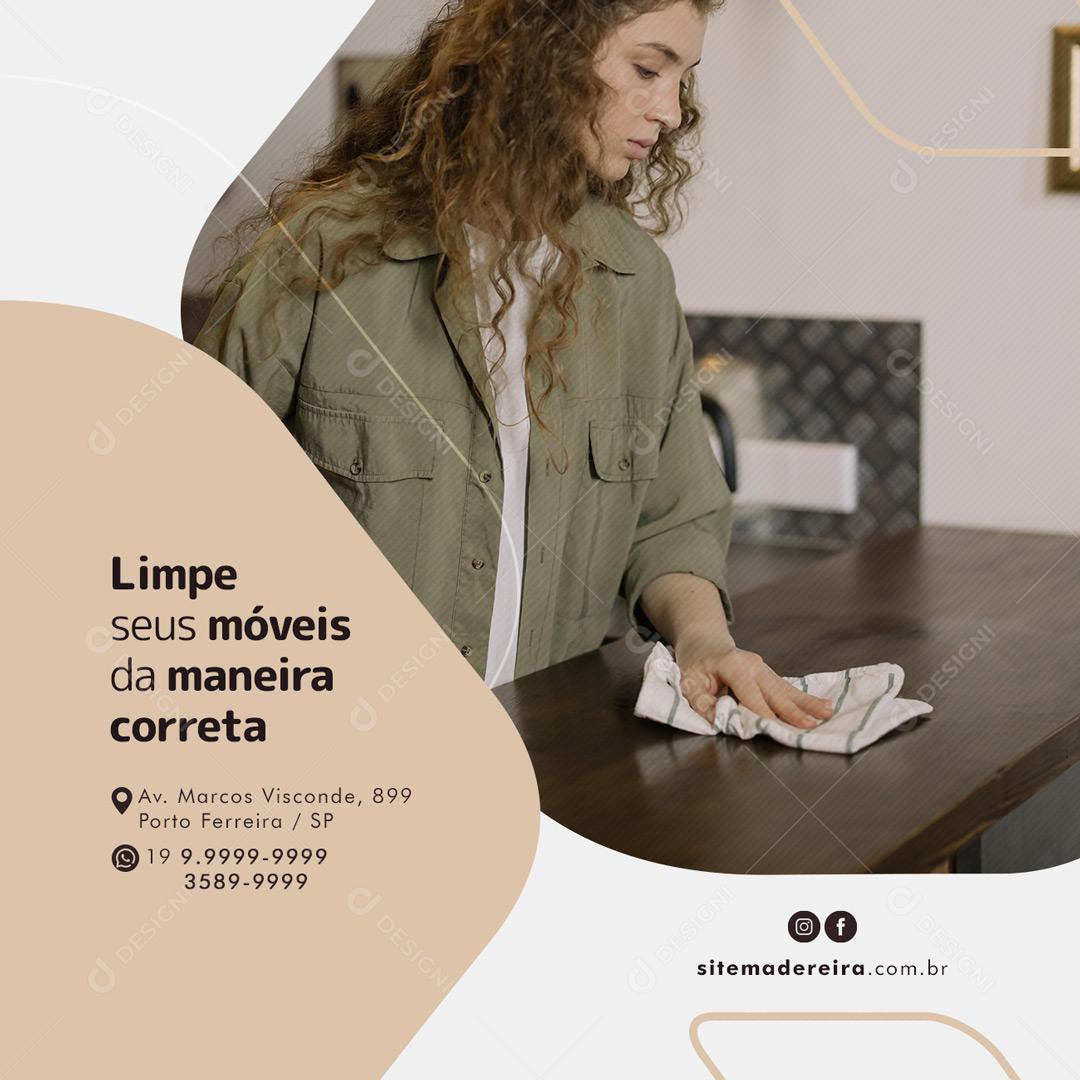 Móveis Planejados Limpe seus Móveis da maneira Correta Social Media PSD Editável