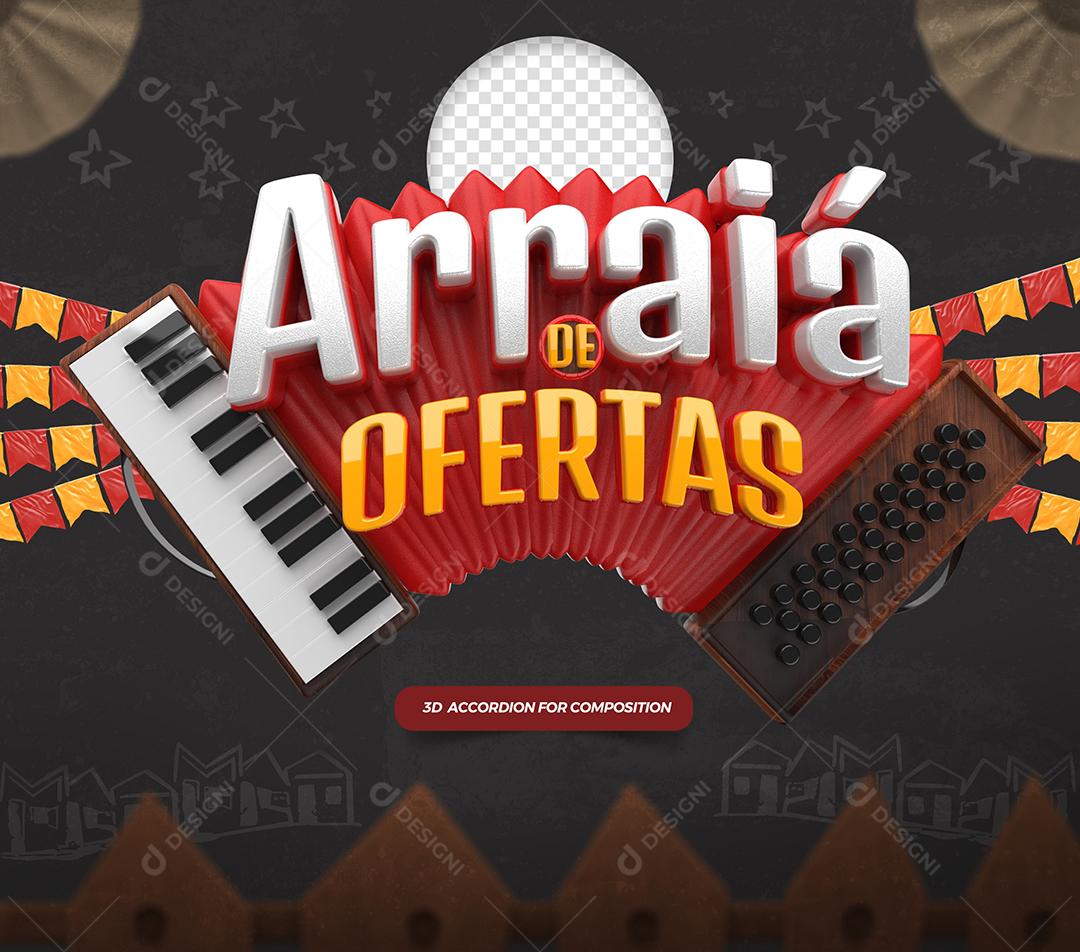 Arraiá de Ofertas Selo 3D Para Composição PSD