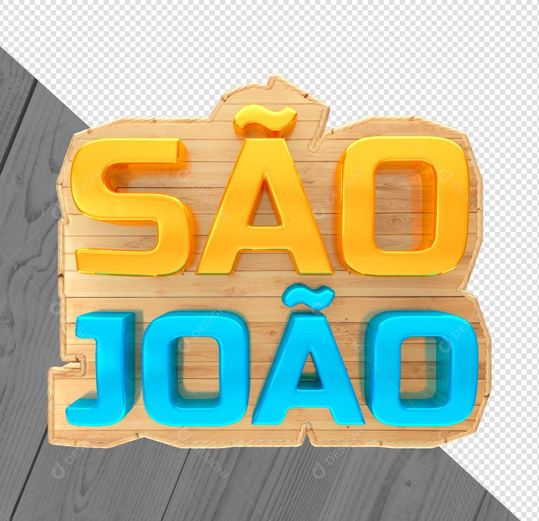 São João Amarelo e Azul Selo 3D Para Composição PSD