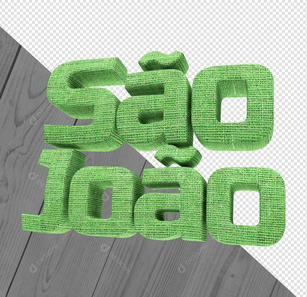 Texto 3D São João Verde Para Composição PSD