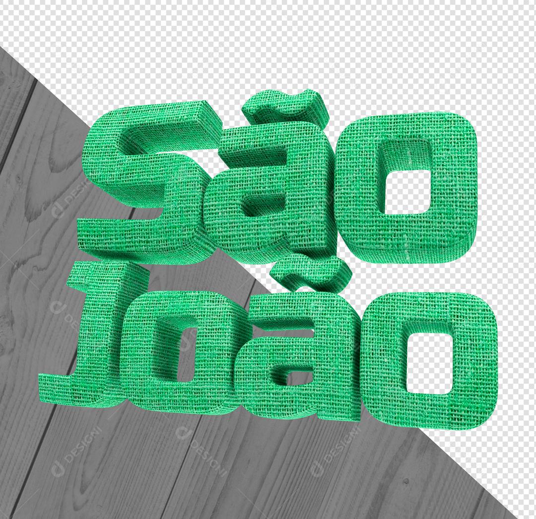 São João Verde Texto 3D Para Composição PSD