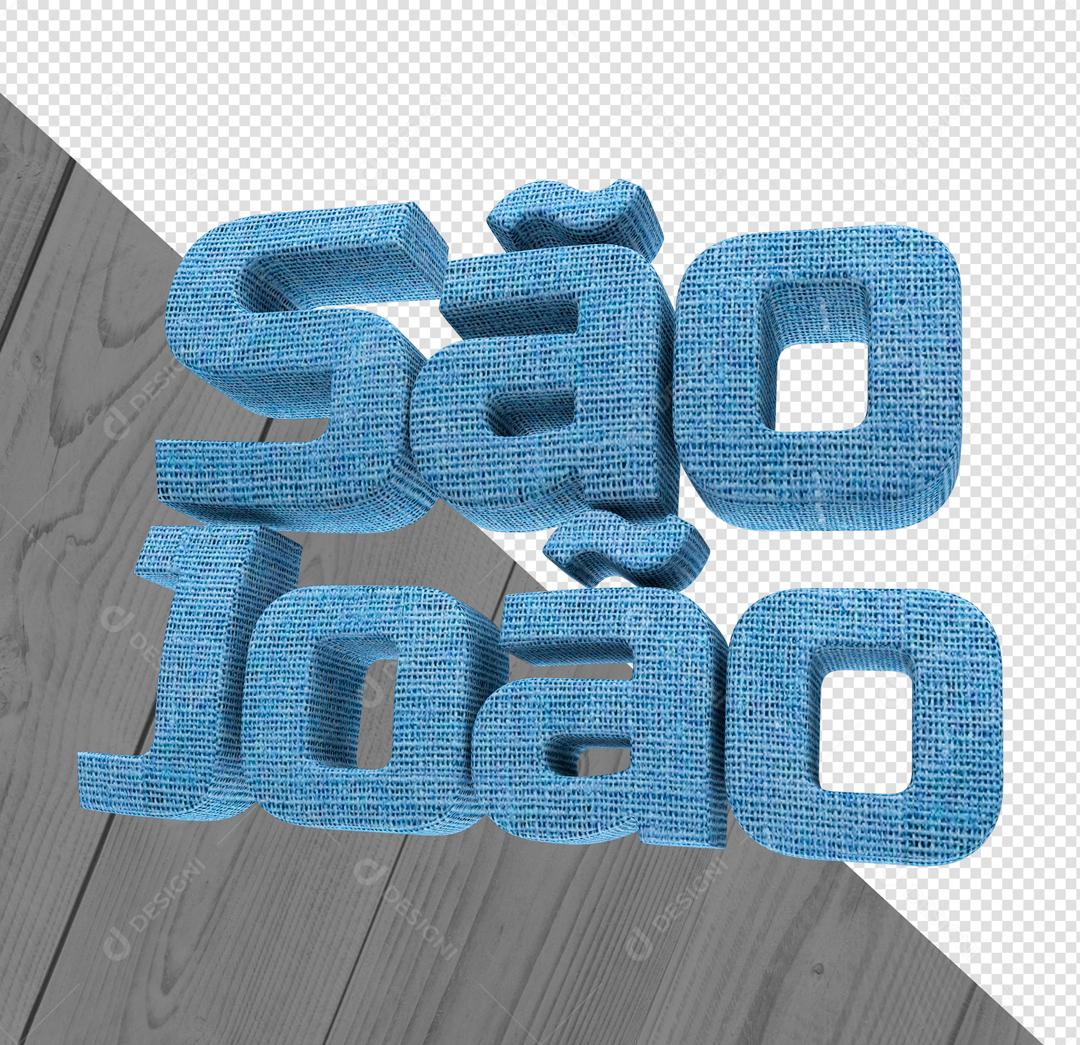 São João Azul Texto 3D Para Composição PSD