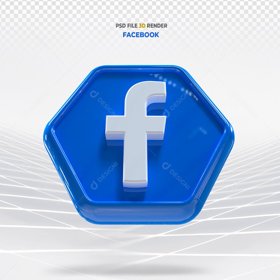 ícone 3D Facebook Elemento Para Composição PSD