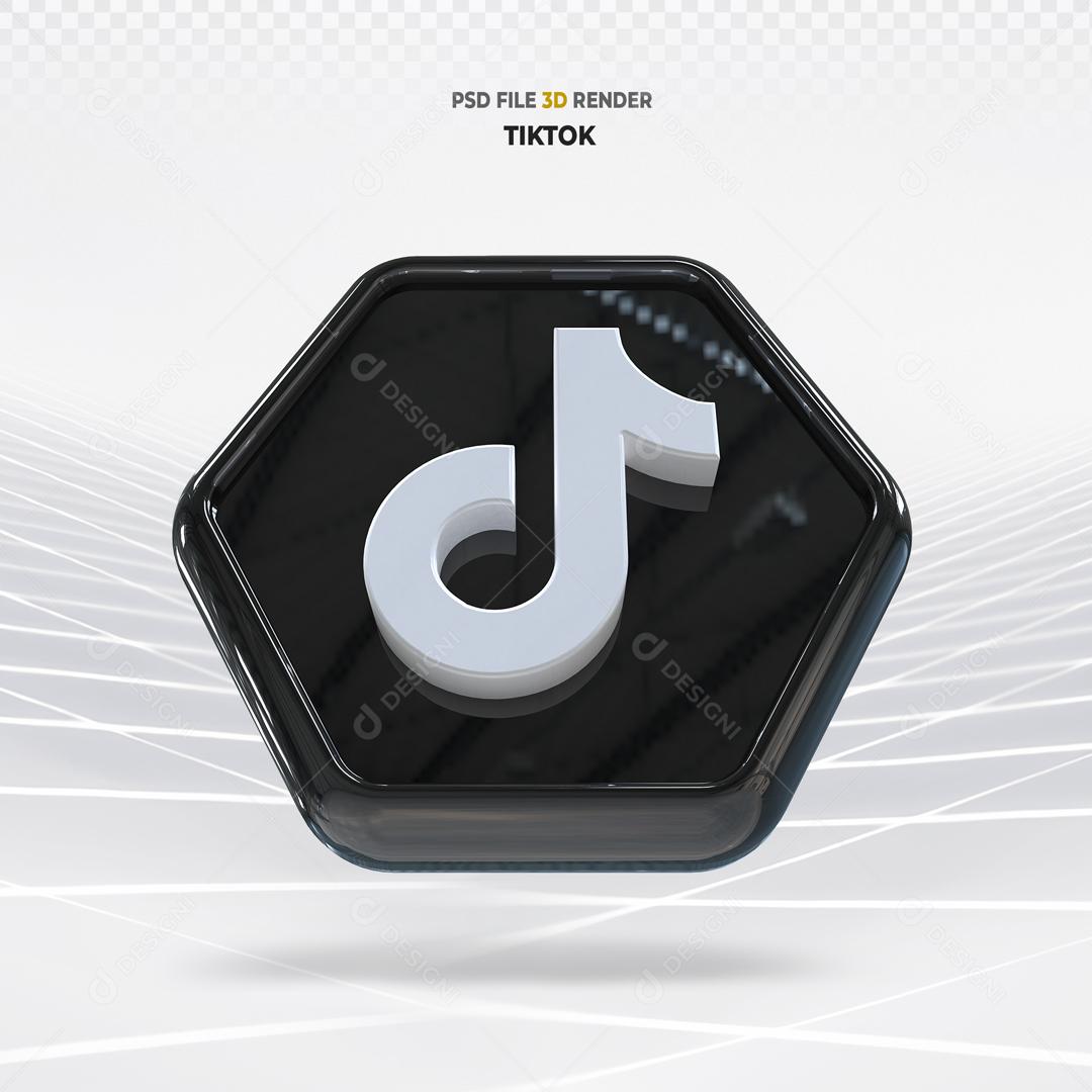 Tiktok 3D Preto Elemento Para Composição PSD