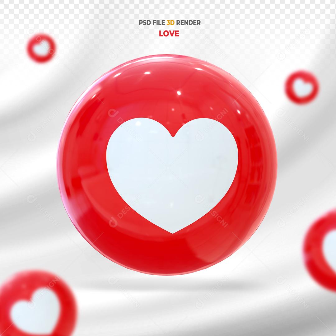 Emoji Like Coração Elemento 3D Para Composição PSD