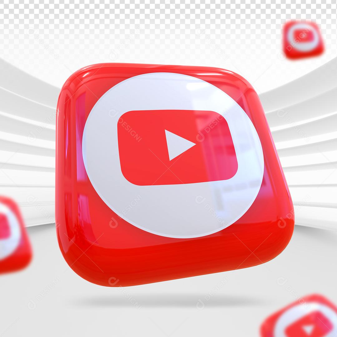 Youtube 3D Ícone Para Composição PSD