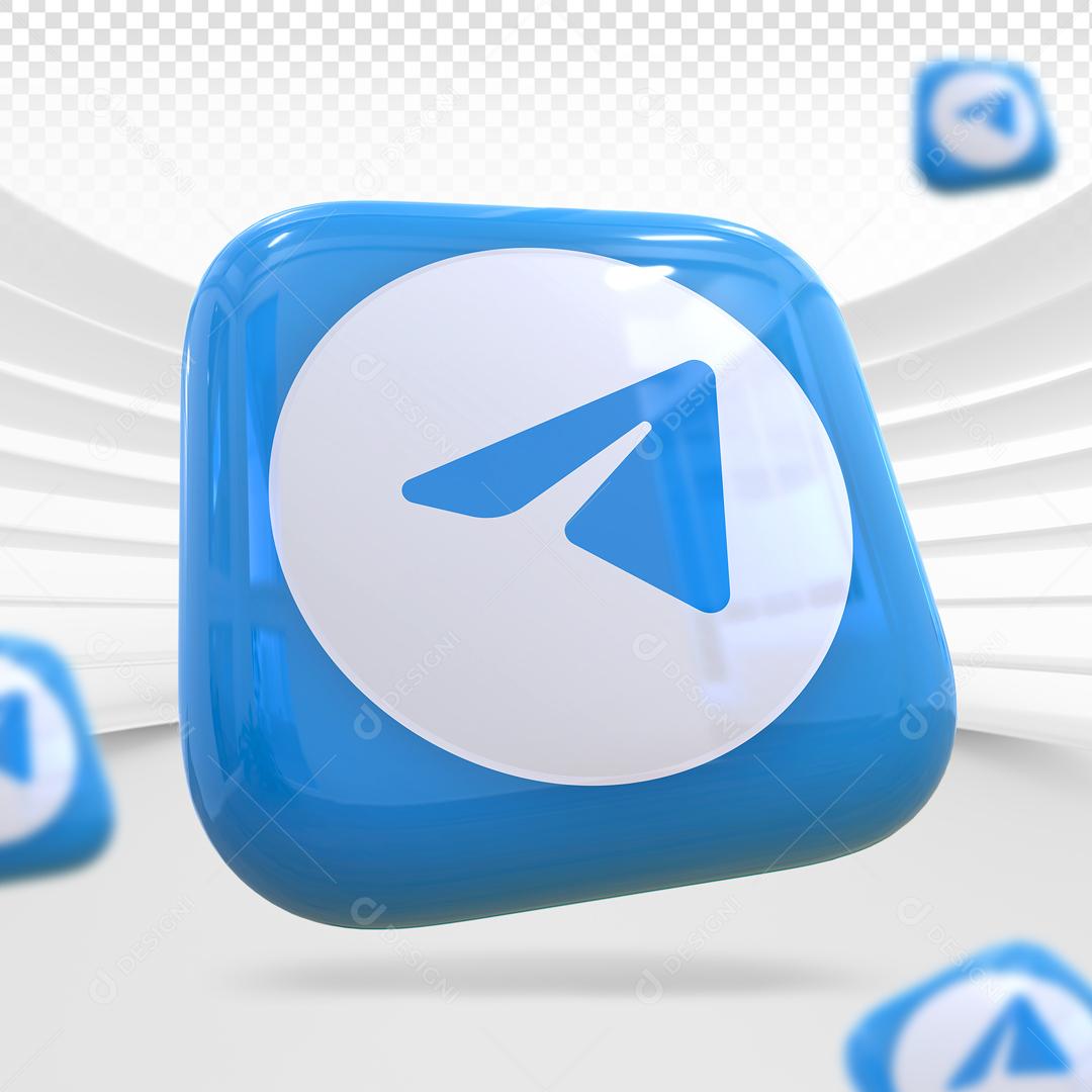 Telegram Azul Ícone 3D Elemento Para Composição PSD