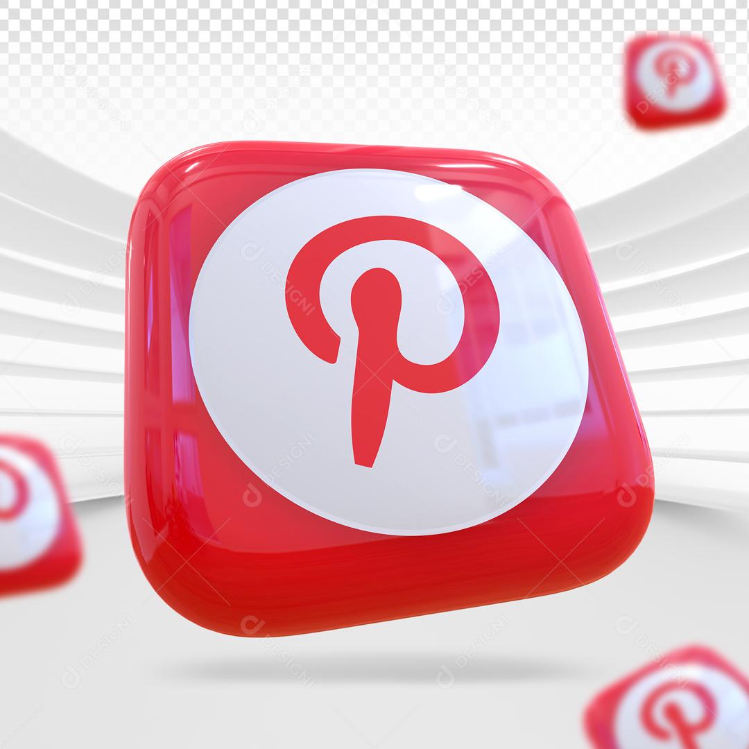 Pinterest Ícone 3D Elemento Para Composição PSD