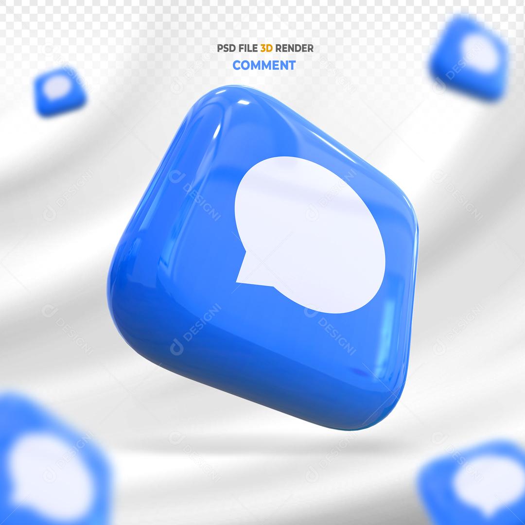 Elemento 3D Caixa Comentário Para Composição PSD