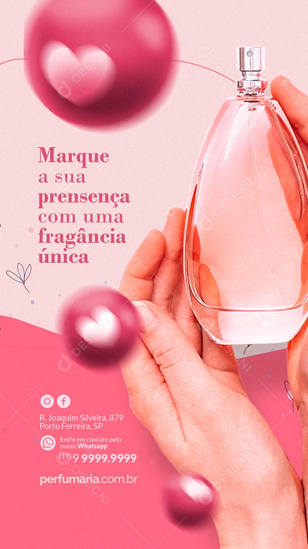 Story Perfumaria Marque A sua presença com uma Fragância única Social Media PSD Editável