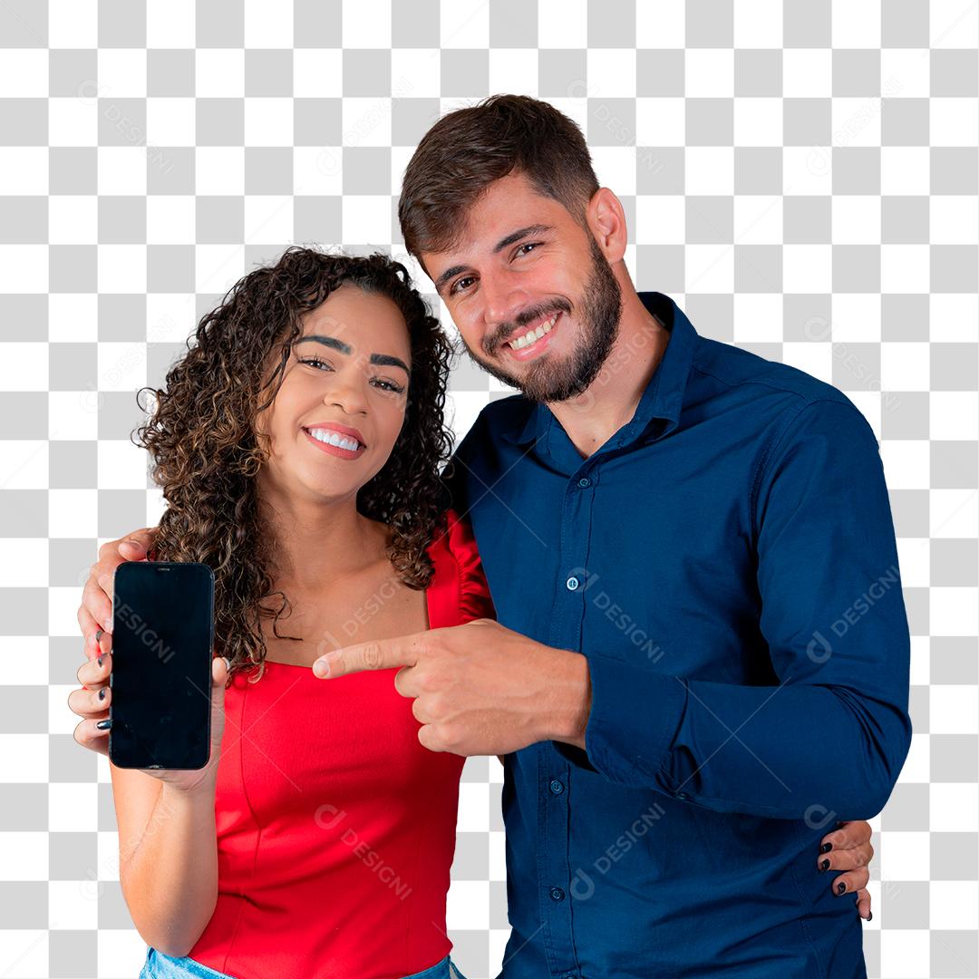 Casal de namorados segurando um smartphone