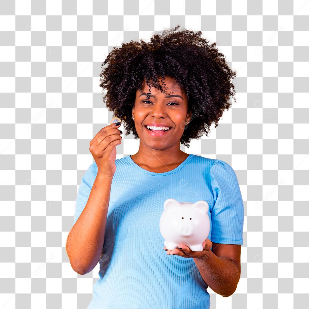 Woman holding coins money piggy bank pink