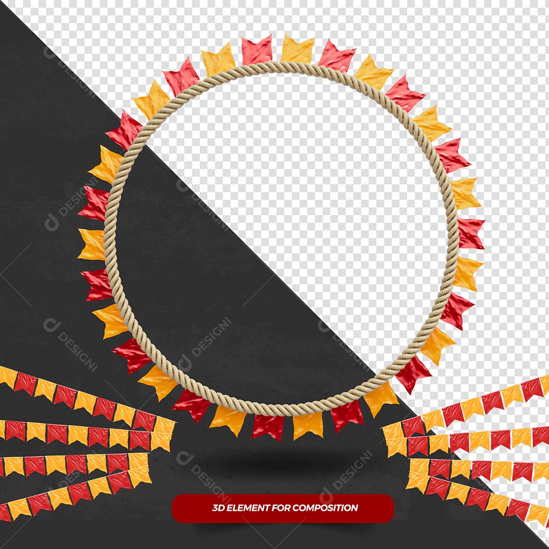 Círculo 3D com Bandeiras de São João Elemento Para Composição PSD