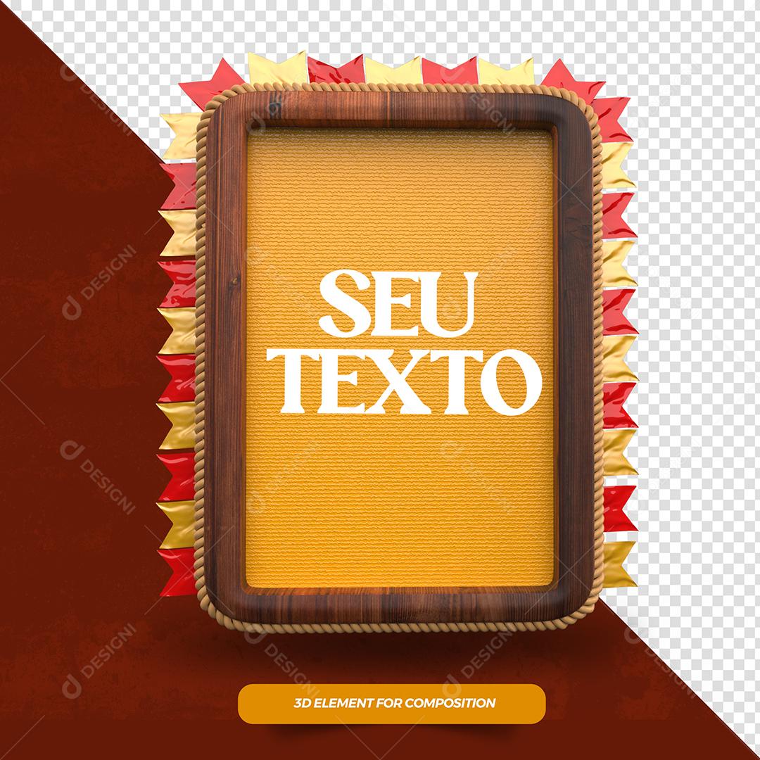 Elemento 3D Quadro de São João para Composição PSD