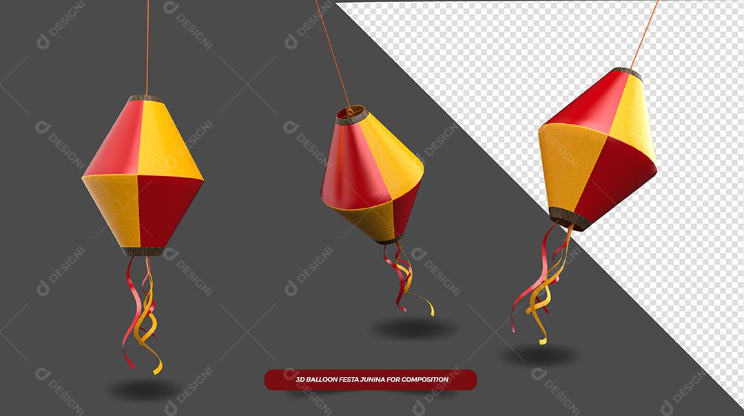 Balões De Vela Colorido De São João Elementos 3D PSD