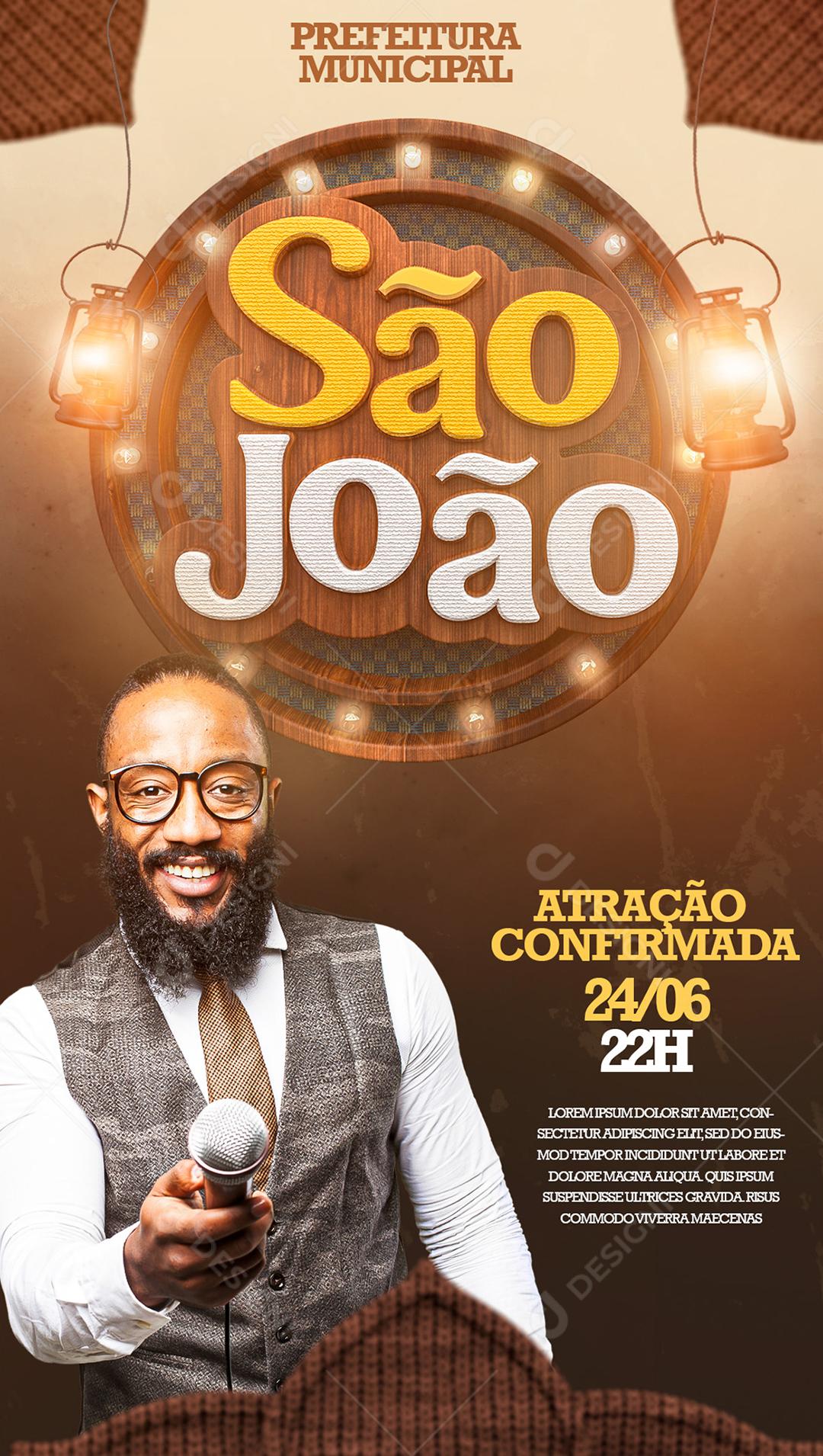 Social Media São João Atração Confirmada Flyer PSD Editável