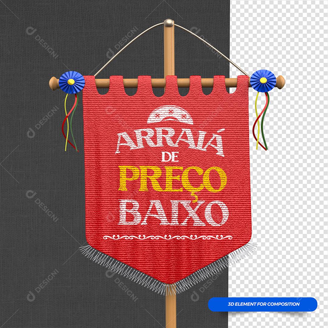 Elemento 3D Bandeira Arraiá de Preço Baixo Vermelha PSD